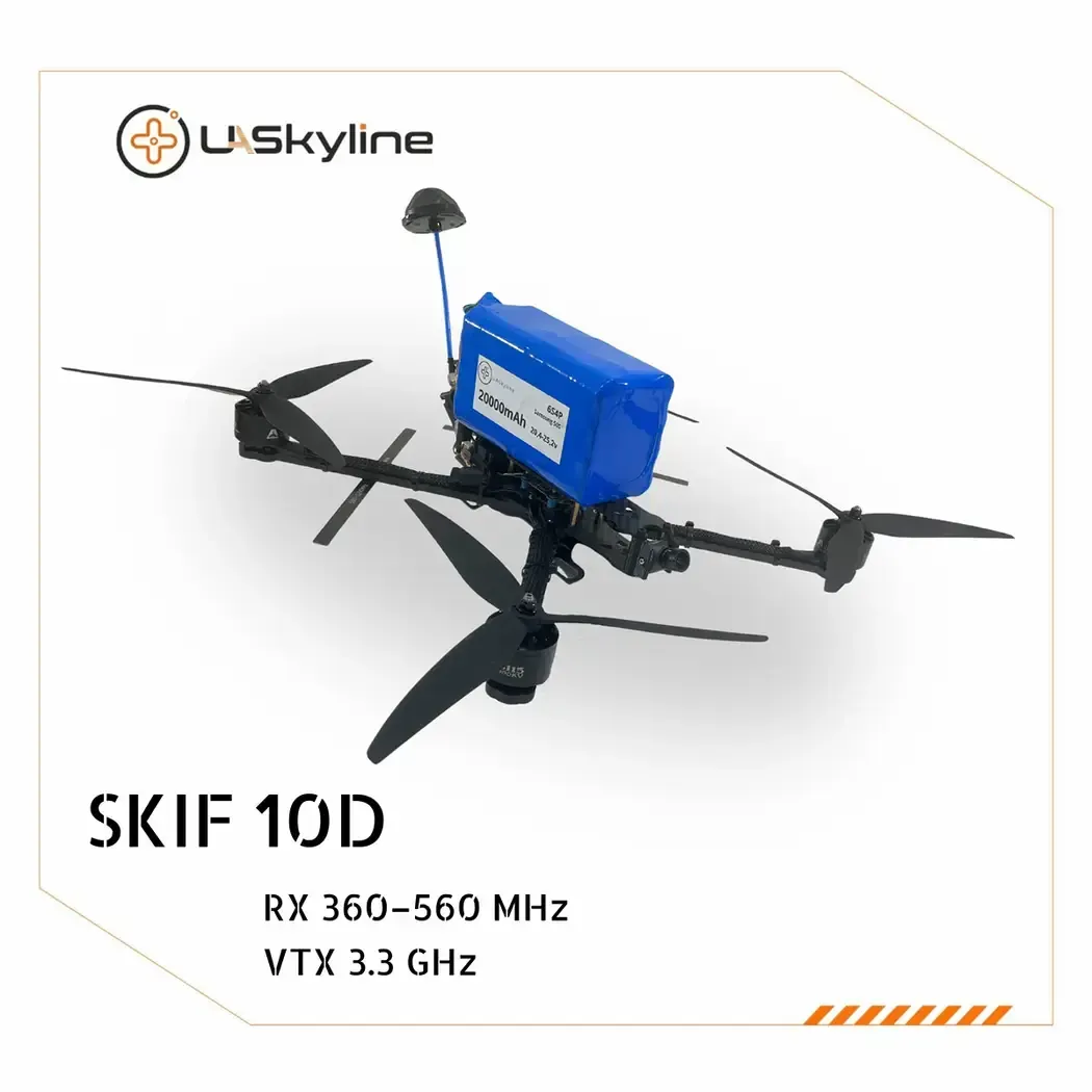 UAV SKIF-10D, (Control: 360–560 MHz, Video channels: 3.3 GHz, Battery 20000mAh)